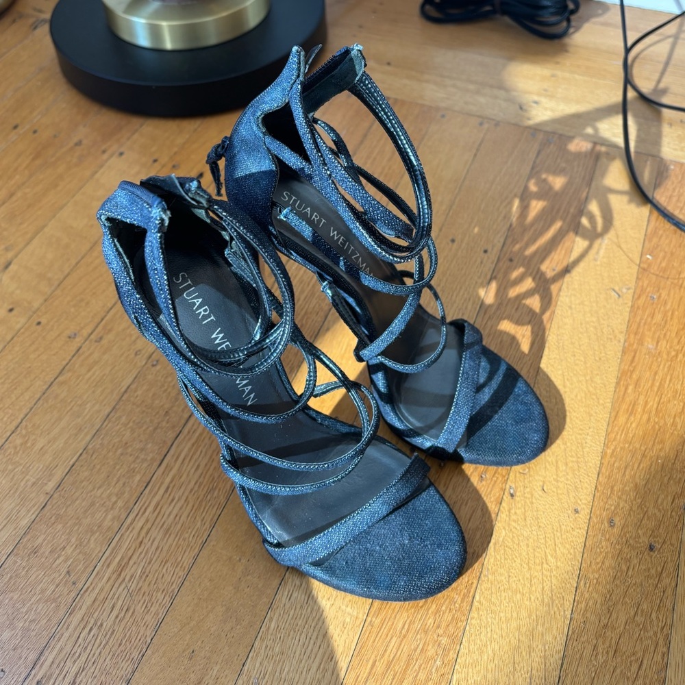 Stuart Weitzman Elegant Black Strappy Women's Heels